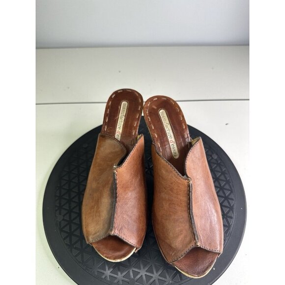 Manufacture D'essai Women’s  Brown Leather Wooden Heel Clog Sz 37 / 7 US - Picture 8 of 8
